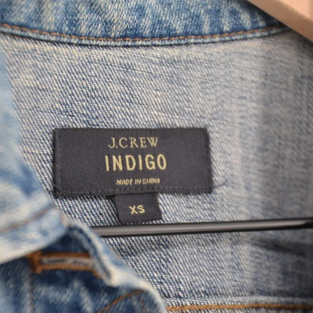 J. Crew Indigo Classic Denim Trucker Jacket Dark Wash Jean Blue Women's XS